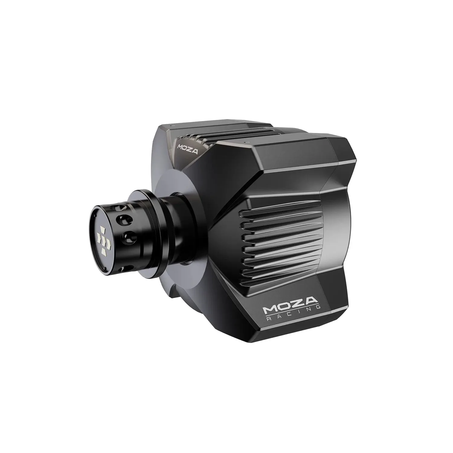 Moza R3 direct-drive wheel base, product view of the compact housing and quick-release shaft